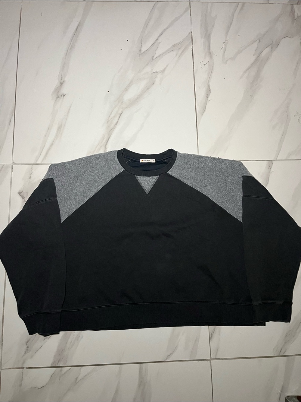 Marine Layer Women’s Black and Gray Colorblock Crewneck Sweater